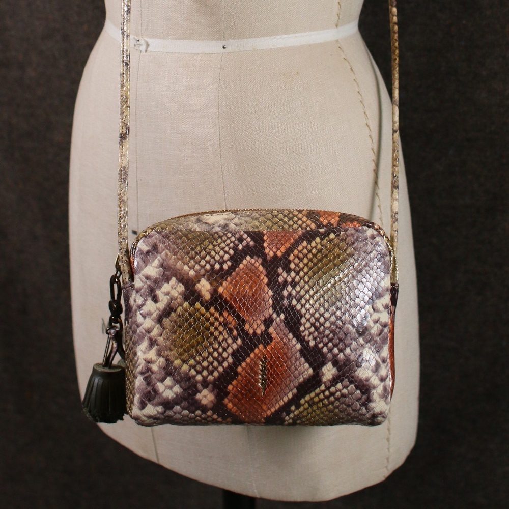 Thacker Python Print Leather Crossbody